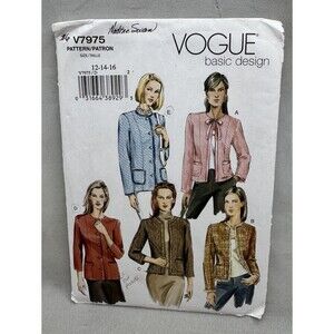 Vogue V7975 Sewing Pattern Size 12 14 16 Basic Design Jacket